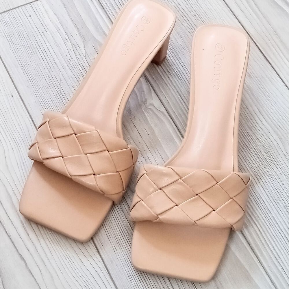 (57-4545) Coutgo Heeled Sandal Backless Strappy Open Toe Sz 7.5